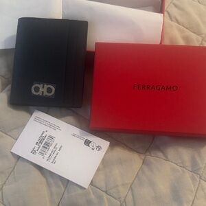 Salvatore Ferragamo Black Leather Card Holder